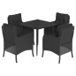 vidaXL 5-tlg. Garten-Essgruppe mit Kissen Schwarz Poly Rattan vidaXL 5-tlg. Garten-Essgruppe mit Kissen Schwarz Poly Rattan