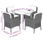vidaXL 5-tlg. Garten-Essgruppe mit Kissen Schwarz Poly Rattan vidaXL 5-tlg. Garten-Essgruppe mit Kissen Schwarz Poly Rattan