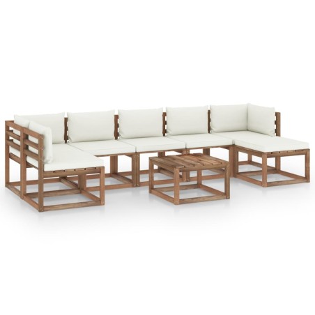 8-tlg. Garten-Lounge-Set mit Creme Kissen