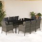 vidaXL 9-tlg. Garten-Essgruppe mit Kissen Grau Poly Rattan vidaXL 9-tlg. Garten-Essgruppe mit Kissen Grau Poly Rattan
