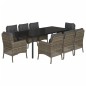 vidaXL 9-tlg. Garten-Essgruppe mit Kissen Grau Poly Rattan vidaXL 9-tlg. Garten-Essgruppe mit Kissen Grau Poly Rattan