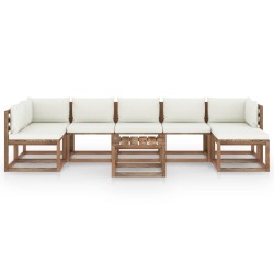 8-tlg. Garten-Lounge-Set mit Creme Kissen