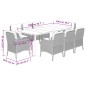 vidaXL 9-tlg. Garten-Essgruppe mit Kissen Grau Poly Rattan vidaXL 9-tlg. Garten-Essgruppe mit Kissen Grau Poly Rattan