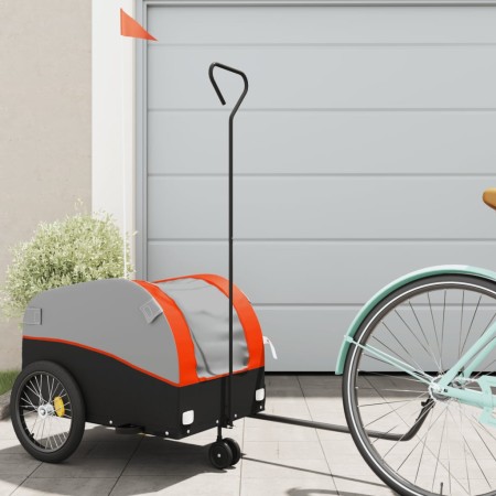 vidaXL Fahrradanhänger Schwarz und Orange 30 kg Eisen