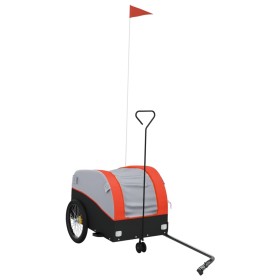 vidaXL Fahrradanhänger Schwarz und Orange 30 kg Eisen