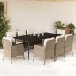 vidaXL 9-tlg. Garten-Essgruppe mit Kissen Beige Poly Rattan vidaXL 9-tlg. Garten-Essgruppe mit Kissen Beige Poly Rattan