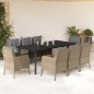 vidaXL 9-tlg. Garten-Essgruppe mit Kissen Beige Poly Rattan vidaXL 9-tlg. Garten-Essgruppe mit Kissen Beige Poly Rattan