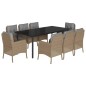 vidaXL 9-tlg. Garten-Essgruppe mit Kissen Beige Poly Rattan vidaXL 9-tlg. Garten-Essgruppe mit Kissen Beige Poly Rattan