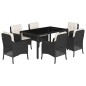 vidaXL 7-tlg. Garten-Essgruppe mit Kissen Schwarz Poly Rattan vidaXL 7-tlg. Garten-Essgruppe mit Kissen Schwarz Poly Rattan