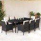 vidaXL 9-tlg. Garten-Essgruppe mit Kissen Schwarz Poly Rattan vidaXL 9-tlg. Garten-Essgruppe mit Kissen Schwarz Poly Rattan