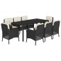 vidaXL 9-tlg. Garten-Essgruppe mit Kissen Schwarz Poly Rattan vidaXL 9-tlg. Garten-Essgruppe mit Kissen Schwarz Poly Rattan