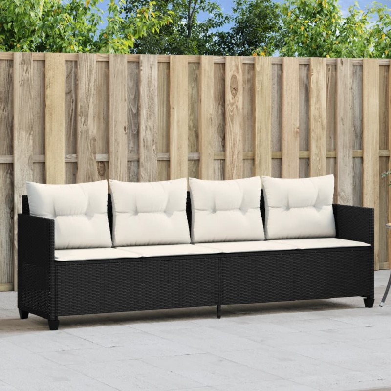 vidaXL Sonnenliege mit Kissen Schwarz Poly Rattan vidaXL Sonnenliege mit Kissen Schwarz Poly Rattan
