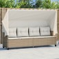 vidaXL Sonnenliege mit Dach und Kissen Beige Poly Rattan vidaXL Sonnenliege mit Dach und Kissen Beige Poly Rattan