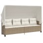 vidaXL Sonnenliege mit Dach und Kissen Beige Poly Rattan vidaXL Sonnenliege mit Dach und Kissen Beige Poly Rattan
