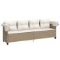 vidaXL Sonnenliege mit Dach und Kissen Beige Poly Rattan vidaXL Sonnenliege mit Dach und Kissen Beige Poly Rattan