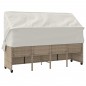vidaXL Sonnenliege mit Dach und Kissen Beige Poly Rattan vidaXL Sonnenliege mit Dach und Kissen Beige Poly Rattan
