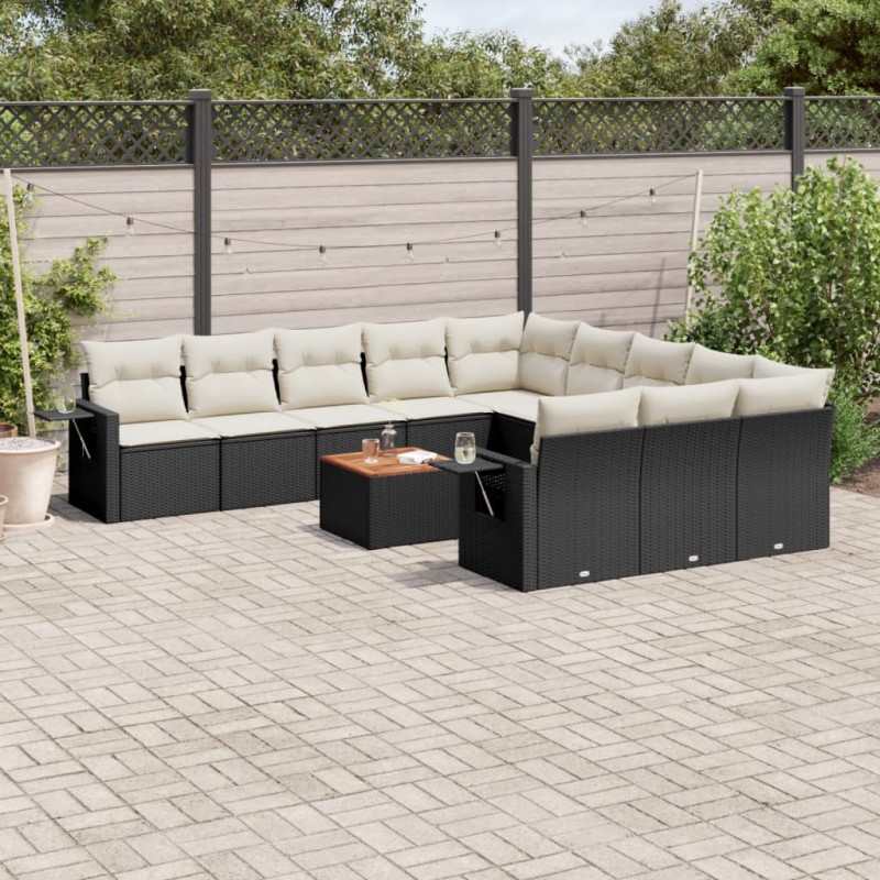 vidaXL 12-tlg. Garten-Sofagarnitur mit Kissen Schwarz Poly Rattan vidaXL 12-tlg. Garten-Sofagarnitur mit Kissen Schwarz Poly Rattan