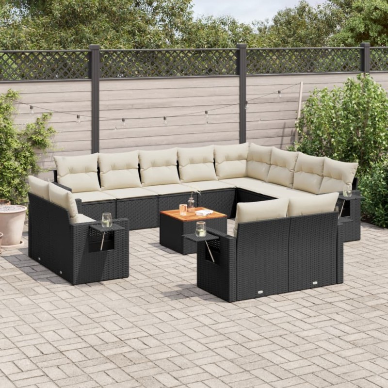 vidaXL 13-tlg. Garten-Sofagarnitur mit Kissen Schwarz Poly Rattan vidaXL 13-tlg. Garten-Sofagarnitur mit Kissen Schwarz Poly Rattan