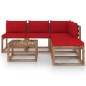 6-tlg. Garten-Lounge-Set aus Paletten mit Kissen Kiefernholz 6-tlg. Garten-Lounge-Set aus Paletten mit Kissen Kiefernholz