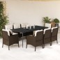 vidaXL 9-tlg. Garten-Essgruppe mit Kissen Braun Poly Rattan vidaXL 9-tlg. Garten-Essgruppe mit Kissen Braun Poly Rattan