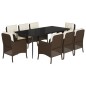 vidaXL 9-tlg. Garten-Essgruppe mit Kissen Braun Poly Rattan vidaXL 9-tlg. Garten-Essgruppe mit Kissen Braun Poly Rattan