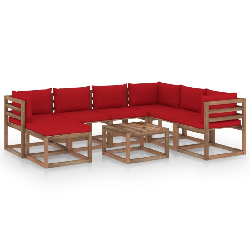 vidaXL 8-tlg. Garten-Lounge-Set mit Kissen Rot vidaXL 8-tlg. Garten-Lounge-Set mit Kissen Rot