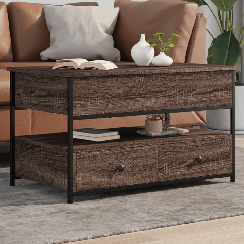 vidaXL Couchtisch Braun Eichen-Optik 85x50x50 cm Holzwerkstoff Metall vidaXL Couchtisch Braun Eichen-Optik 85x50x50 cm Holzwerkstoff Metall