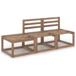 vidaXL 3-tlg. Garten-Lounge-Set Braun Imprägniertes Kiefernholz