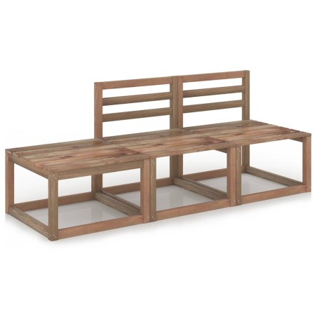 vidaXL 3-tlg. Garten-Lounge-Set Braun Imprägniertes Kiefernholz