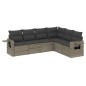 vidaXL 6-tlg. Garten-Sofagarnitur mit Kissen Grau Poly Rattan vidaXL 6-tlg. Garten-Sofagarnitur mit Kissen Grau Poly Rattan