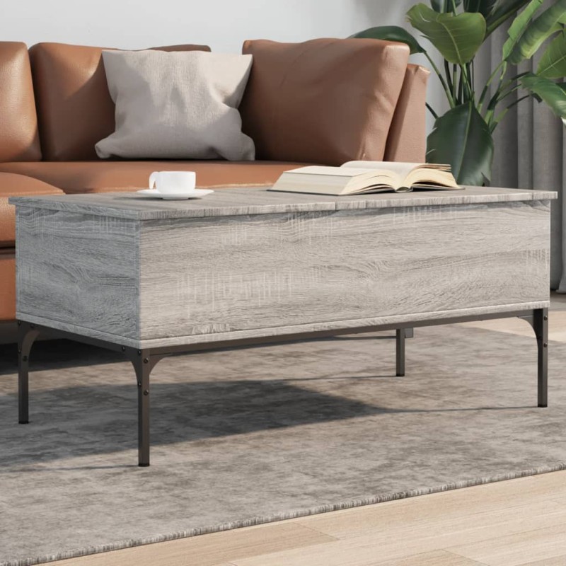 vidaXL Couchtisch Grau Sonoma 100x50x45 cm Holzwerkstoff und Metall vidaXL Couchtisch Grau Sonoma 100x50x45 cm Holzwerkstoff und Metall