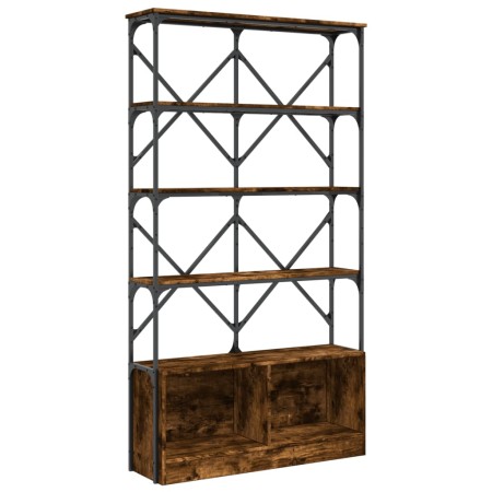 vidaXL Bücherregal Räuchereiche 100x26x180 cm Holzwerkstoff und Metall