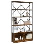 vidaXL Bücherregal Räuchereiche 100x26x180 cm Holzwerkstoff und Metall vidaXL Bücherregal Räuchereiche 100x26x180 cm Holzwerkstoff und Metall