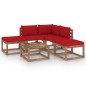 vidaXL 6-tlg. Garten-Lounge-Set mit Roten Kissen vidaXL 6-tlg. Garten-Lounge-Set mit Roten Kissen