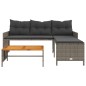vidaXL Gartensofa in L-Form mit Tisch und Kissen Grau Poly Rattan vidaXL Gartensofa in L-Form mit Tisch und Kissen Grau Poly Rattan