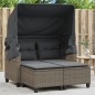 vidaXL Gartensofa 2-Sitzer mit Dach und Hockern Grau Poly Rattan vidaXL Gartensofa 2-Sitzer mit Dach und Hockern Grau Poly Rattan