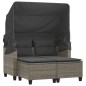 vidaXL Gartensofa 2-Sitzer mit Dach und Hockern Grau Poly Rattan vidaXL Gartensofa 2-Sitzer mit Dach und Hockern Grau Poly Rattan