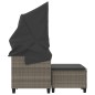 vidaXL Gartensofa 2-Sitzer mit Dach und Hockern Grau Poly Rattan vidaXL Gartensofa 2-Sitzer mit Dach und Hockern Grau Poly Rattan