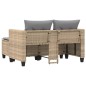 vidaXL Gartensofa 2-Sitzer mit Hockern Beige Poly Rattan vidaXL Gartensofa 2-Sitzer mit Hockern Beige Poly Rattan