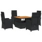 vidaXL 5-tlg. Garten-Essgruppe mit Kissen Schwarz Poly Rattan vidaXL 5-tlg. Garten-Essgruppe mit Kissen Schwarz Poly Rattan