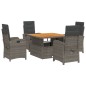 vidaXL 5-tlg. Garten-Essgruppe mit Kissen Grau Poly Rattan vidaXL 5-tlg. Garten-Essgruppe mit Kissen Grau Poly Rattan
