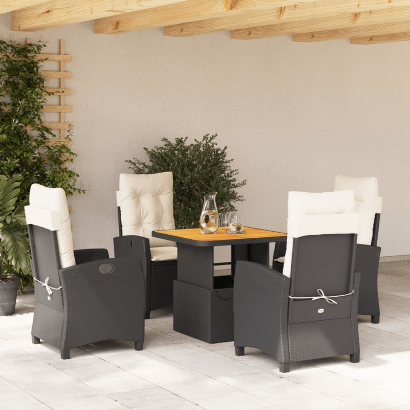 vidaXL 5-tlg. Garten-Essgruppe mit Kissen Schwarz Poly Rattan vidaXL 5-tlg. Garten-Essgruppe mit Kissen Schwarz Poly Rattan