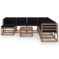 9-tlg. Garten-Lounge-Set mit Kissen Schwarz 9-tlg. Garten-Lounge-Set mit Kissen Schwarz