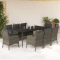 vidaXL 9-tlg. Garten-Essgruppe mit Kissen Grau Poly Rattan vidaXL 9-tlg. Garten-Essgruppe mit Kissen Grau Poly Rattan