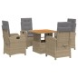 vidaXL 5-tlg. Garten-Essgruppe mit Kissen Beige Poly Rattan vidaXL 5-tlg. Garten-Essgruppe mit Kissen Beige Poly Rattan