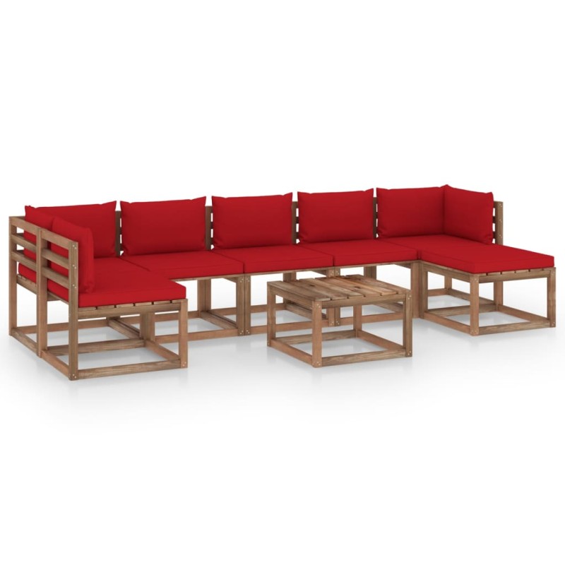 8-tlg. Garten-Lounge-Set mit Kissen in Rot 8-tlg. Garten-Lounge-Set mit Kissen in Rot