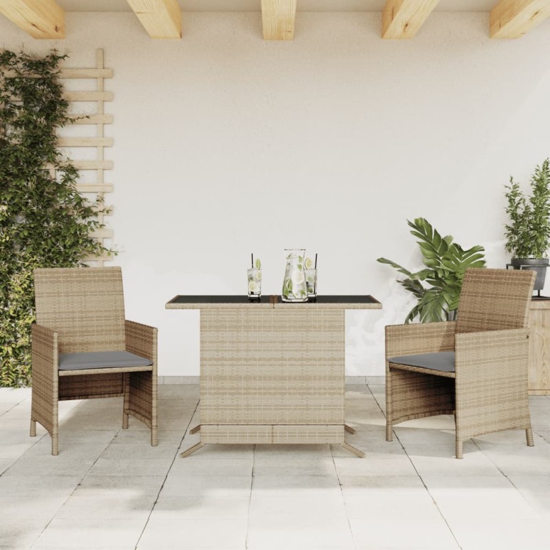 vidaXL 3-tlg. Bistro-Set mit Kissen Beigemischung Poly Rattan vidaXL 3-tlg. Bistro-Set mit Kissen Beigemischung Poly Rattan