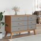 vidaXL Schubladenschrank OLDEN Grau und Braun Massivholz Kiefer vidaXL Schubladenschrank OLDEN Grau und Braun Massivholz Kiefer