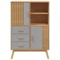 vidaXL Highboard OLDEN Grau und Braun 85x43x125 cm Massivholz Kiefer vidaXL Highboard OLDEN Grau und Braun 85x43x125 cm Massivholz Kiefer