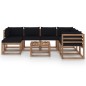 8-tlg. Garten-Lounge-Set mit Kissen Schwarz 8-tlg. Garten-Lounge-Set mit Kissen Schwarz